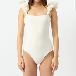 White Ruffled One-Piece Swimsuit